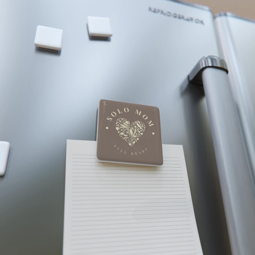 Solo Mom Full Heart Square Porcelain Magnet | Single Mom Gift - Picture 4 of 4